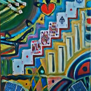 Malerei mit dem Titel "Escalera de color" von Jose Raul Ros, Original-Kunstwerk, Öl