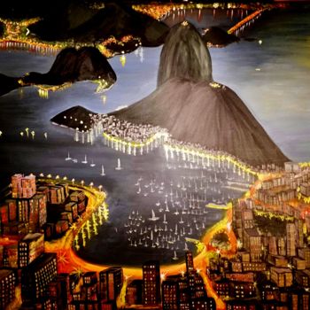 Painting titled "Baia de Guanabara" by Jose Sousa, Original Artwork, Acrylic