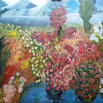 Pittura intitolato "Le jardin" da Jose Sousa, Opera d'arte originale, Acrilico