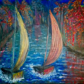 Painting titled "Regata de outono" by Jose Sousa, Original Artwork, Acrylic