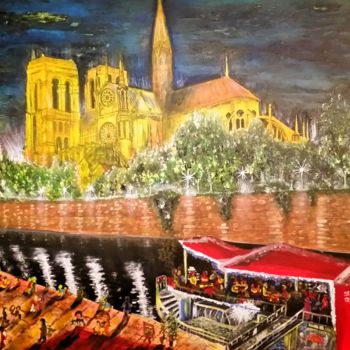 Schilderij getiteld "Notre Dame" door Jose Sousa, Origineel Kunstwerk, Acryl