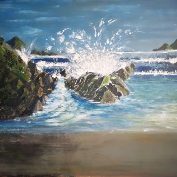 Peinture intitulée "Praia" par Jose Sousa, Œuvre d'art originale, Acrylique