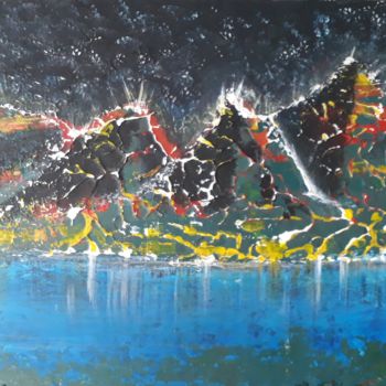 Картина под названием "Lac de montagne la…" - Jose Sousa, Подлинное произведение искусства, Акрил