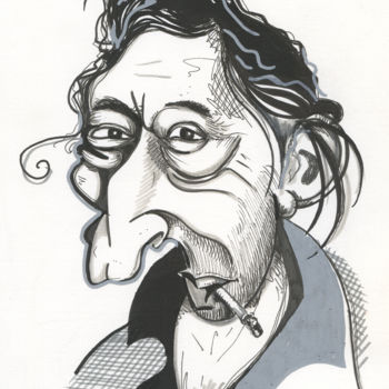 Dessin intitulée "Gainsbourg.jpg" par José Van Den Bosch, Œuvre d'art originale, Encre