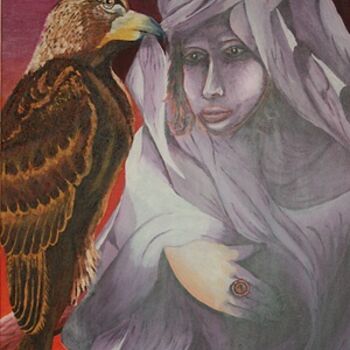 Pintura titulada "le réveil de l'aigl…" por José Van Houteghem, Obra de arte original, Oleo