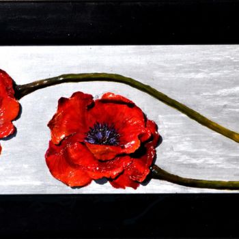 Painting titled "Pavots" by José Van Houteghem, Original Artwork, Acrylic