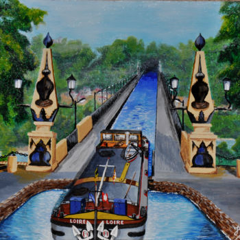 Painting titled "Pont canal de Briare" by José Van Houteghem, Original Artwork, Acrylic