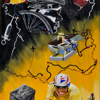 Painting titled "Rayon jaune" by José Van Houteghem, Original Artwork, Acrylic