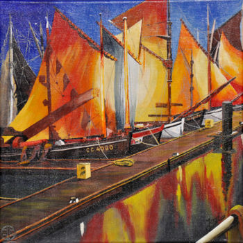 Pittura intitolato "Port de Vanne la nu…" da José Van Houteghem, Opera d'arte originale, Acrilico