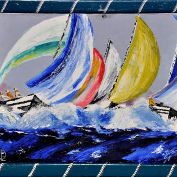 Painting titled "Vendée globe" by José Van Houteghem, Original Artwork, Oil