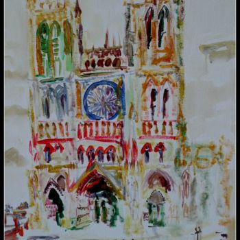 Peinture intitulée "Cathédrale de Bourg…" par José Yeste, Œuvre d'art originale, Huile