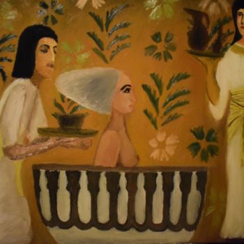 Pittura intitolato "El baño de Cleopatra" da Jose Luis Malca Atencio, Opera d'arte originale, Olio