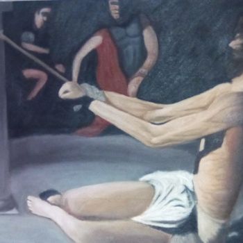 Pittura intitolato "La flagelación de C…" da Jose Luis Malca Atencio, Opera d'arte originale, Olio