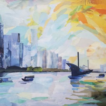 Painting titled "la-baie-de-Hong-Kong" by José Audas, Original Artwork, Other