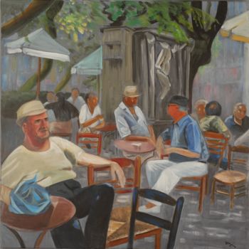 Painting titled "Café crétois #artis…" by José Audas, Original Artwork, Acrylic