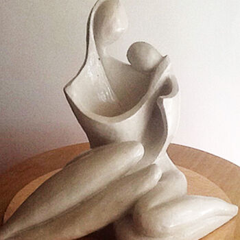 "Couple assis" başlıklı Heykel Josée-Christine Garnier tarafından, Orijinal sanat, Terracotta