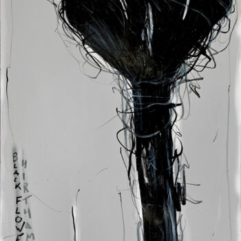 Zeichnungen mit dem Titel "black flower" von Josef Hirthammer, Original-Kunstwerk, Kohle
