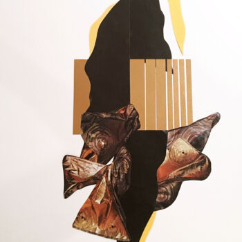 Collages titled "RHINO" by Josefina Baumann Aubone, Original Artwork, Collages Mounted on Cardboard