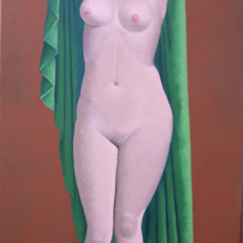 Malerei mit dem Titel "Nu féminin au drapé…" von José  Herrera, Original-Kunstwerk, Öl