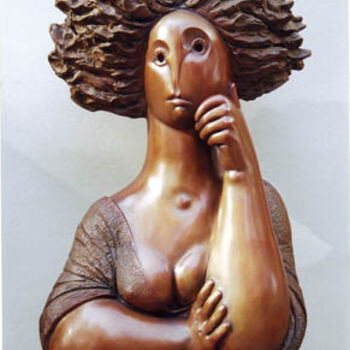 Escultura intitulada "Femme appuyée sur u…" por José  Herrera, Obras de arte originais