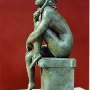 Sculpture titled "Nu féminin assis (p…" by José  Herrera, Original Artwork