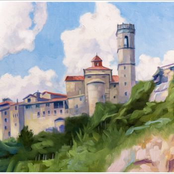 Pintura intitulada ""Castillo Rupit i P…" por Jose Luis Santamaria Campos, Obras de arte originais, Óleo