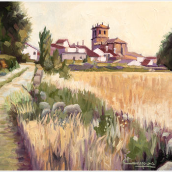 Картина под названием ""Pueblo de Mazateró…" - Jose Luis Santamaria Campos, Подлинное произведение искусства, Масло