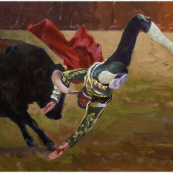 Schilderij getiteld ""Viva el Toro, y Ol…" door Jose Luis Santamaria Campos, Origineel Kunstwerk, Acryl Gemonteerd op Houten…