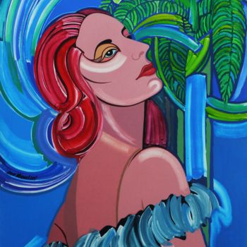 Painting titled "Cuban woman" by José Miguel, Original Artwork, Acrylic