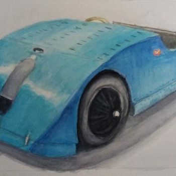 Schilderij getiteld "Bugatti Type 32 tank" door Jose Oña Jurado, Origineel Kunstwerk, Aquarel