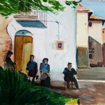 Painting titled "Pueblo rural España" by Jose Oña Jurado, Original Artwork, Oil
