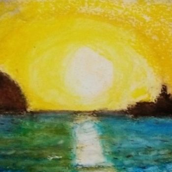 Schilderij getiteld "Amanecer, resplando…" door Jose Oña Jurado, Origineel Kunstwerk, Pastel