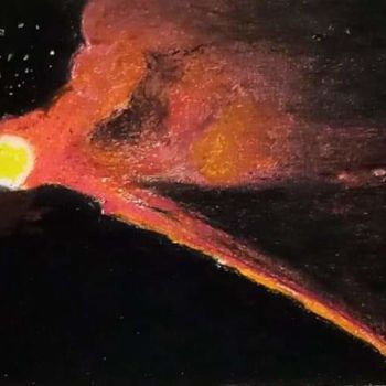 Painting titled "Volcán Etna, Sicili…" by Jose Oña Jurado, Original Artwork, Oil