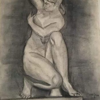 Pintura titulada "Desnudo 4" por Jose Oña Jurado, Obra de arte original, Carbón