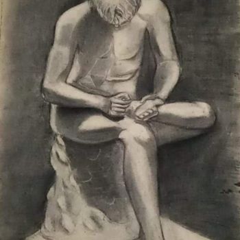 Malerei mit dem Titel "Desnudo 5" von Jose Oña Jurado, Original-Kunstwerk, Kohle