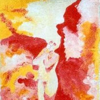 Pintura titulada "Figura sobre vermell" por Josep Lluís Benet Vidal, Obra de arte original