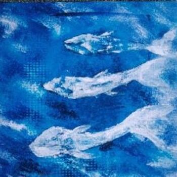 Картина под названием "Tres peixos en ratl…" - Josep Lluís Benet Vidal, Подлинное произведение искусства