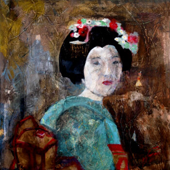 Painting titled "SERIE GEISHA 0002" by Josep Pozo, Original Artwork, Acrylic Mounted on Wood Panel