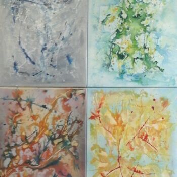 Pintura intitulada "Les quatre saisons…" por Joseph Cardella, Obras de arte originais, Tinta