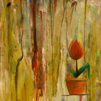 Painting titled "Tulip" by Joseph Chalouhi, Original Artwork, Oil