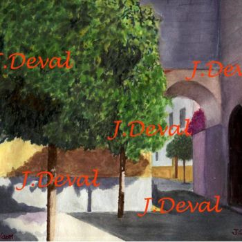Schilderij getiteld "Murallas de Córdoba…" door Joseph Deval, Origineel Kunstwerk, Aquarel