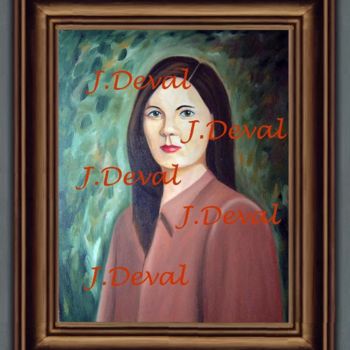 Ζωγραφική με τίτλο "Retrato de Teresa" από Joseph Deval, Αυθεντικά έργα τέχνης, Λάδι