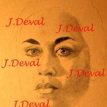 Drawing titled "Retrato de muchacha…" by Joseph Deval, Original Artwork, Pencil