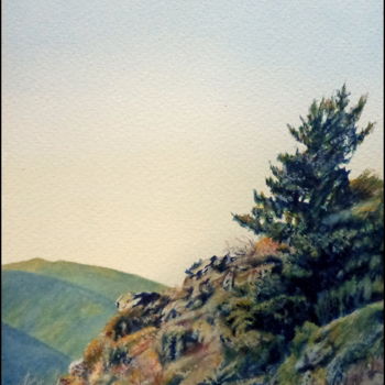 Painting titled "Au dessus de Llar" by Joseph Hoogeboom, Original Artwork, Watercolor