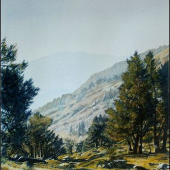 Painting titled "La Forêt 2" by Joseph Hoogeboom, Original Artwork, Watercolor