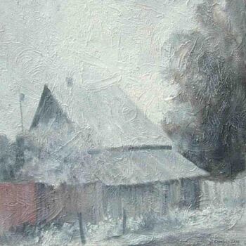 Pintura intitulada "Village house" por Joseph Kapelyan, Obras de arte originais, Óleo