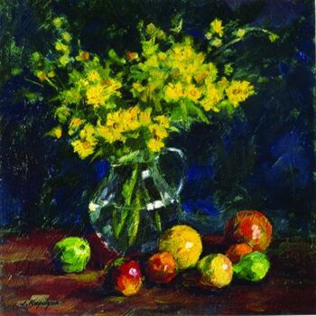 Pittura intitolato "Flowers and fruits" da Joseph Kapelyan, Opera d'arte originale, Olio