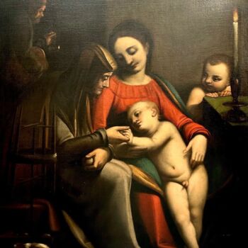 Painting titled "Sacra Famiglia con…" by Joseph Leonard Gary Hesford, Original Artwork, Oil