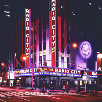 「Radio City Music Ha…」というタイトルの絵画 Joseph Michettiによって, オリジナルのアートワーク, オイル
