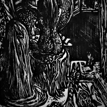Malerei mit dem Titel "THE BUST" von Joseph Urie, Original-Kunstwerk, Linoldrucke